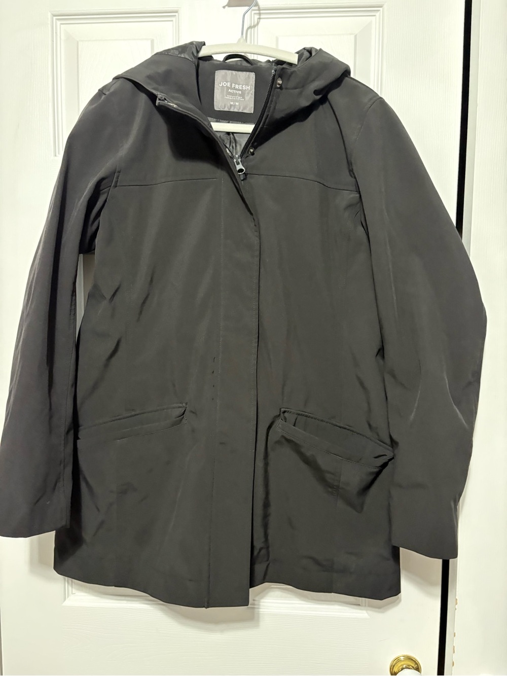Joe Fresh Black Hooded Trench Coat
